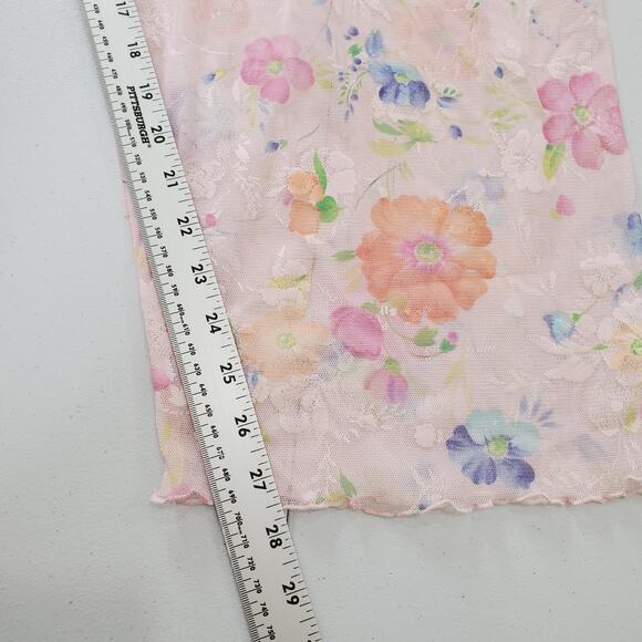 Victoria's Secret Pants Womens Medium Pink Floral Sheer Mesh Drawstring Lounge - Picture 6 of 9